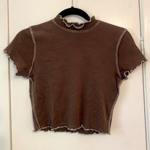 Brown crop top with inside out details